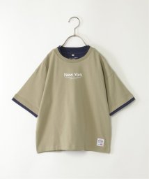 ikka kids(イッカ　キッズ)/襟袖フェイクBIGTシャツ（120〜160cm）/オリーブ