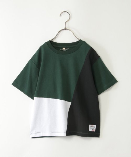 ikka kids(イッカ　キッズ)/斜め切り替えブロックスTシャツ（120〜160cm）/グリーン