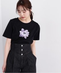 PROPORTION BODY DRESSING(プロポーション　ボディドレッシング)/ショート丈フラワーフォトTシャツ/ブラック