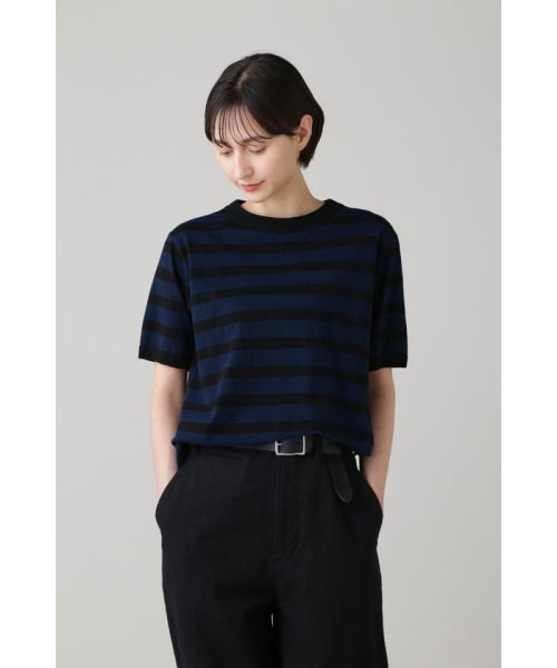 MHL.(エムエイチエル)/COTTON LINEN STRIPE JERSEY(オンラインストア限定)/BLUE