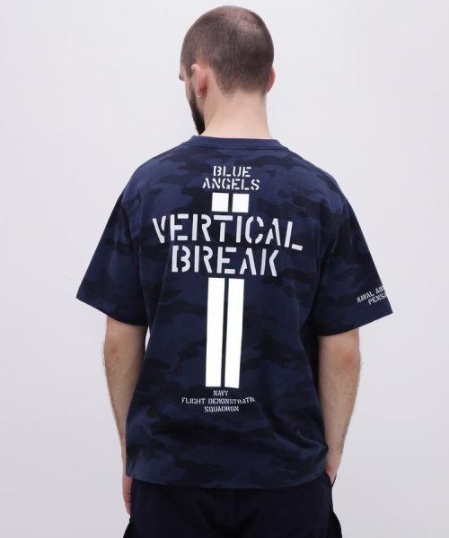 AVIREX(AVIREX)/CAMO STENCIL T－SHIRT VERTICAL BREAK / カモ ステンシル Tシャツ バーティカル ブレイク / /ネイビーカモ1