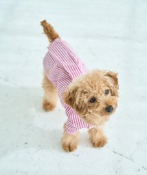 ROPE PICNIC PASSAGE(ロペピクニック パサージュ)/【DOG】刺繍ロゴ入りストライプシャツ/ピンク系（65）