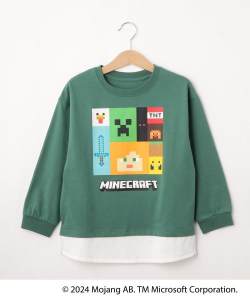 SHOO・LA・RUE(Kids) (シューラルーキッズ)/【マインクラフト】レイヤード風ロンT/グリーン（622）