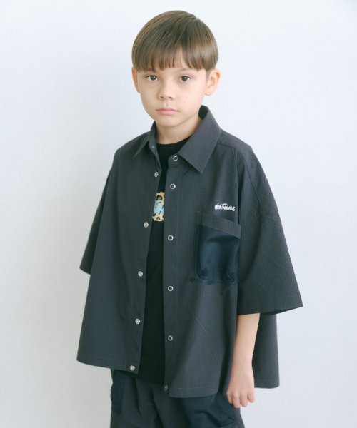 green label relaxing （Kids）(グリーンレーベルリラクシング（キッズ）)/【別注】＜WILD THINGS＞ショートスリーブ シャツ 140－160cm/NAVY