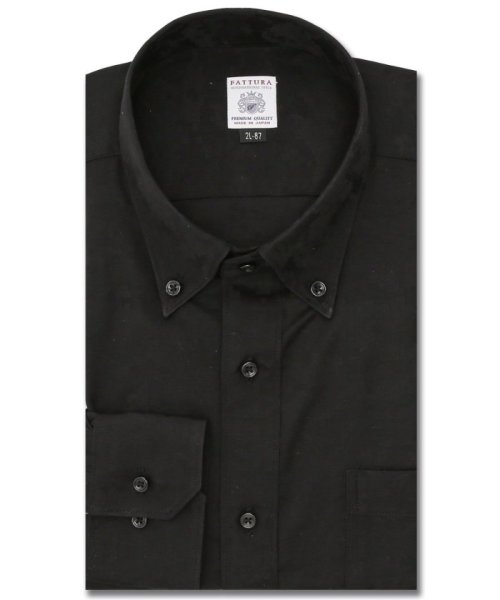 GRAND-BACK(グランバック)/【大きいサイズ】ファットゥーラ/FATTURA 日本製 綿100％ ボタンダウン 長袖 シャツ メンズ ワイシャツ ビジネス ノーアイロン 形態安定 yシャツ /ブラック