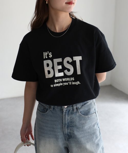 Riberry(リベリー)/It's BEST 箔シルバープリントロゴTシャツ/ブラック