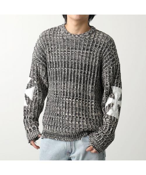 askyurself(アスクユアセルフ)/ASKYURSELF ニット CHUNKY GREY MELANGE CROSS KNIT/ブラック