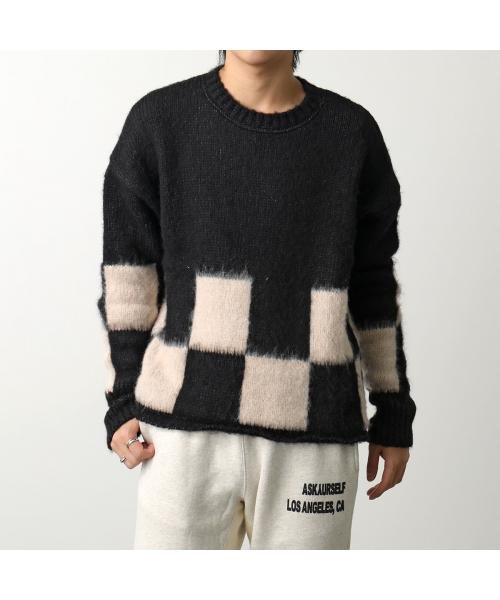 askyurself(アスクユアセルフ)/ASKYURSELFニット BRUSHED CHECKERED KNIT/ブラック