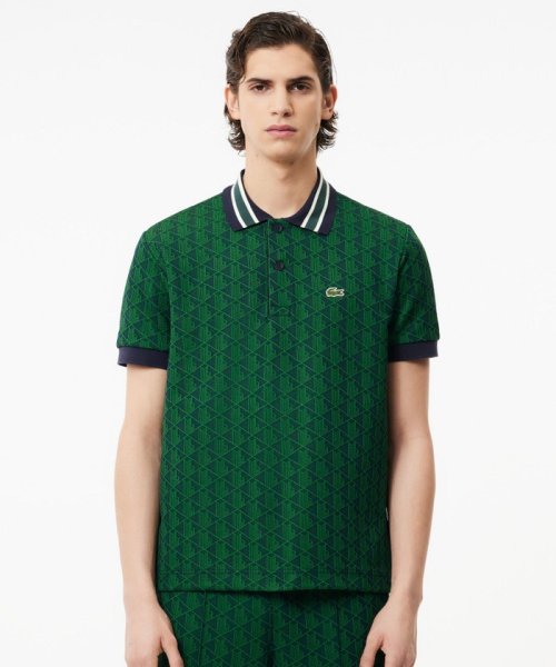 LACOSTE Mens(ラコステ　メンズ)/モノグラムジャカード半袖ポロシャツ/グリーン