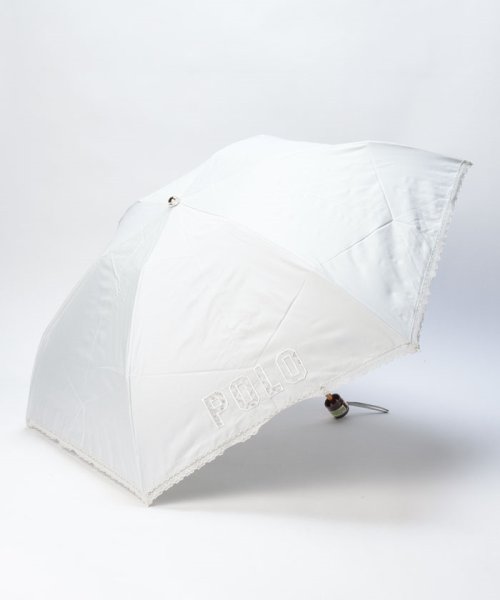 POLO RALPH LAUREN(umbrella)(ポロラルフローレン（傘）)/晴雨兼用折りたたみ日傘　カットワーク＆トーションレース/オフホワイト