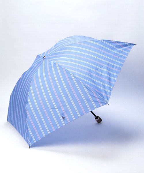 POLO RALPH LAUREN(umbrella)(ポロラルフローレン（傘）)/折りたたみ傘　ストライプ/サックスブルー