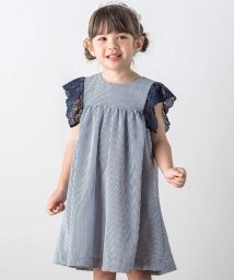 Tartine et Chocolat(タルティーヌ・エ・ショコラ)/【日本製】レース袖付きジョーゼットワンピース(90~140cm)/ネイビー系