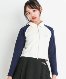 ZIDDY(ジディー)/【 ニコ☆プチ 掲載 】バイカラーダブルオープンジッパーラグランTシャツ(130/オフホワイト