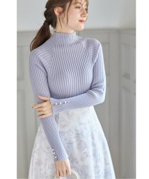 tocco closet(トッコクローゼット)/袖口パール付きハイネックリブニットプルオーバー/LAVENDER