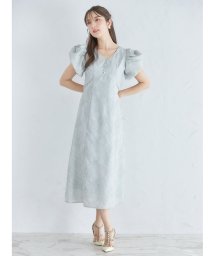 tocco closet luxe/シャーリングスリーブダマスクプリントバックリボンワンピース/505906409