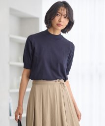 NIJYUSANKU（SMALL SIZE）(23区（小さいサイズ）)/【Oggi4月号掲載/洗える】プレミアムビオコットン 半袖 ニット/ネイビー系