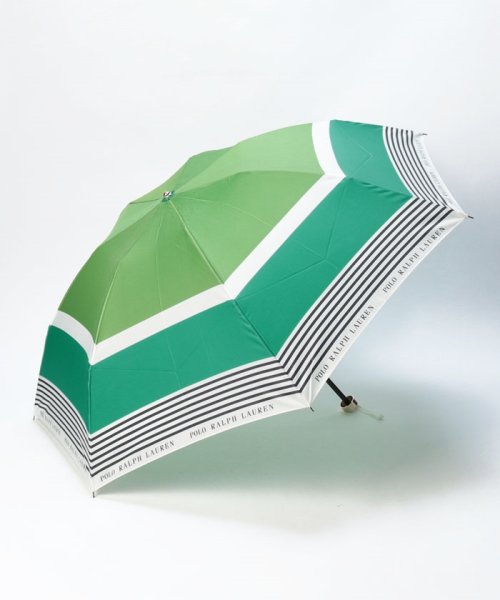 POLO RALPH LAUREN(umbrella)(ポロラルフローレン（傘）)/折りたたみ傘　カラーボーダー/ビリジアン
