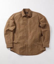 DISTINCTION MEN'S BIGI(ディスティンクションメンズビギ)/リネン×コットンシャツ made in japan/ブラウン