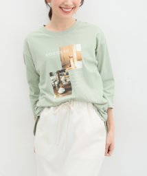 Honeys/７分袖フォトチュニックＴ トップス Tシャツ レディース 白 黒 フォトプリント /505918237