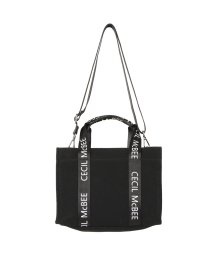 CECIL McBEE(セシルマクビー)/セシルマクビー CECIL McBEE バッグ トートバッグ レディース Mサイズ ファスナー付き ロゴタイプ TOTE BAG ブラック ホワイト 黒 白 C/ブラック