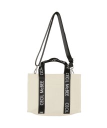 CECIL McBEE(セシルマクビー)/セシルマクビー CECIL McBEE バッグ トートバッグ レディース Mサイズ ファスナー付き ロゴタイプ TOTE BAG ブラック ホワイト 黒 白 C/ホワイト