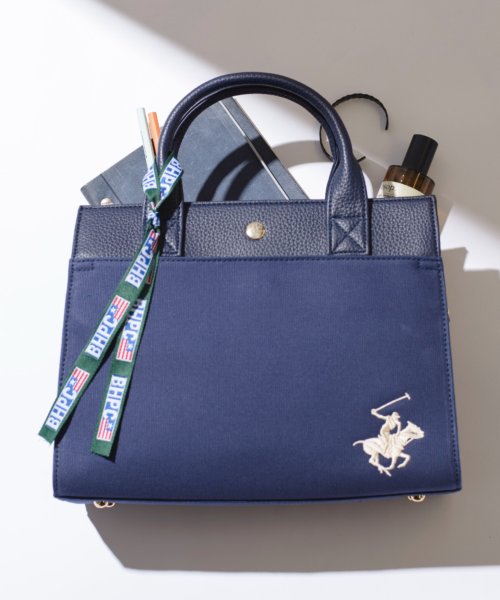 BEVERLY HILLS POLO CLUB(ビバリーヒルズポロクラブ)/【BEVERLY HILLS POLO CLUB】ポロキャンバストートバッグ　ワンポイント BH2003N/ネイビー