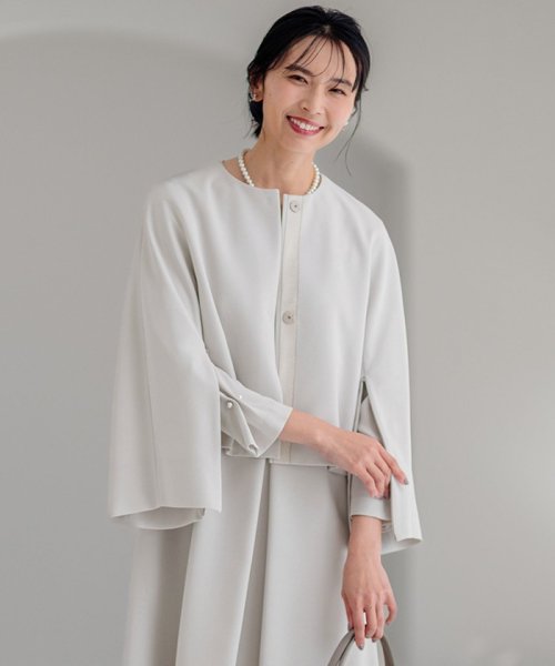 【VERYコラボ 】トリアセ ダブルジョーゼット ノーカラージャケット 