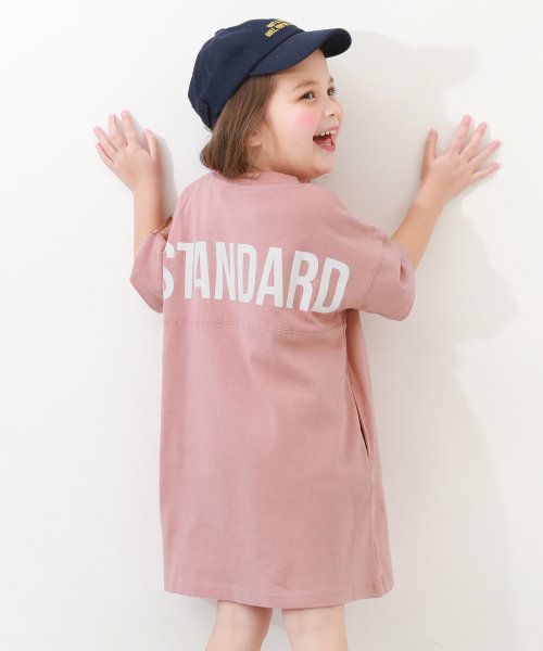 devirock(デビロック)/STANDARD バックロゴプリント 半袖ワンピース 子供服 キッズ 女の子 半袖ワンピース ノースリーブワンピース ワンピース /ピンク