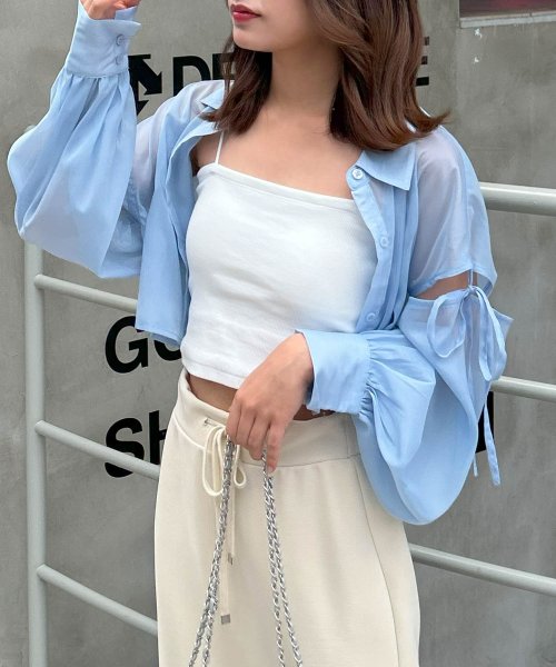 セール】 イング(INGNI) |肩スリットリボンラメシアーショート/シャツ  