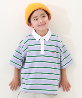 devirock/ビッグシルエット マルチボーダー 半袖ラガーシャツ 子供服 キッズ 男の子 トップス 半袖Tシャツ Tシャツ /505917588