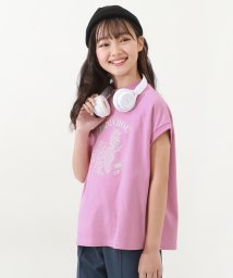 devirock(デビロック)/デビラボ ガールズ フレンチラグラン プリント半袖Tシャツ 子供服 キッズ 女の子 トップス 半袖Tシャツ Tシャツ /パープル