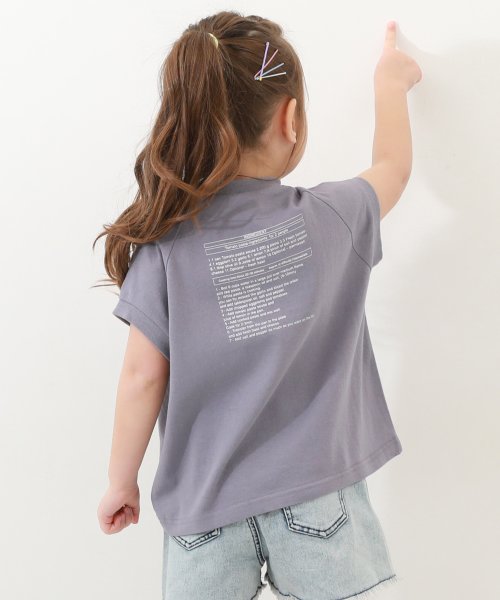 devirock(デビロック)/デビラボ ガールズ フレンチラグラン プリント半袖Tシャツ 子供服 キッズ 女の子 トップス 半袖Tシャツ Tシャツ /パープル系1