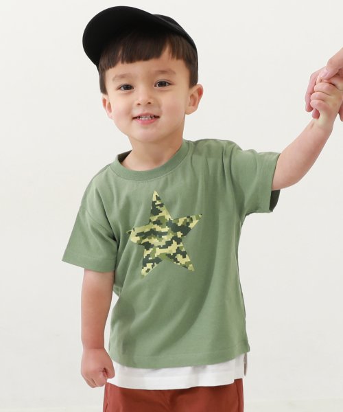 devirock(デビロック)/デビラボ BOXシルエット プリント半袖Tシャツ 子供服 キッズ ベビー 男の子 女の子 トップス 半袖Tシャツ Tシャツ /クリーム系1