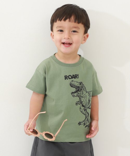 devirock(デビロック)/デビラボ BOXシルエット プリント半袖Tシャツ 子供服 キッズ ベビー 男の子 女の子 トップス 半袖Tシャツ Tシャツ /クリーム系1