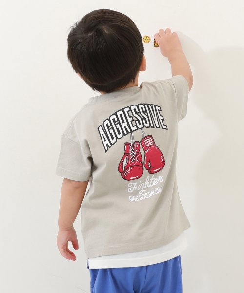 devirock(デビロック)/デビラボ BOXシルエット プリント半袖Tシャツ 子供服 キッズ ベビー 男の子 女の子 トップス 半袖Tシャツ Tシャツ /ライトグレー系2