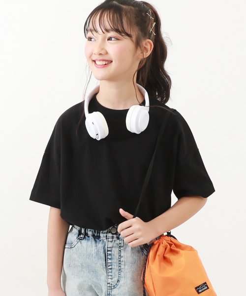 devirock(デビロック)/無地 ビッグシルエット 半袖Tシャツ 子供服 キッズ ベビー 男の子 女の子 トップス 半袖Tシャツ Tシャツ /ブラック