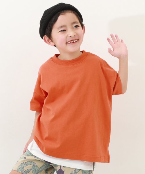 devirock(デビロック)/無地 ビッグシルエット 半袖Tシャツ 子供服 キッズ ベビー 男の子 女の子 トップス 半袖Tシャツ Tシャツ /ダークオレンジ