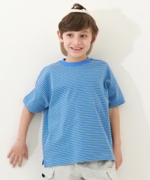 devirock(デビロック)/ビッグシルエット ボーダー 半袖Tシャツ 子供服 キッズ ベビー 男の子 女の子 トップス 半袖Tシャツ Tシャツ /ブルー