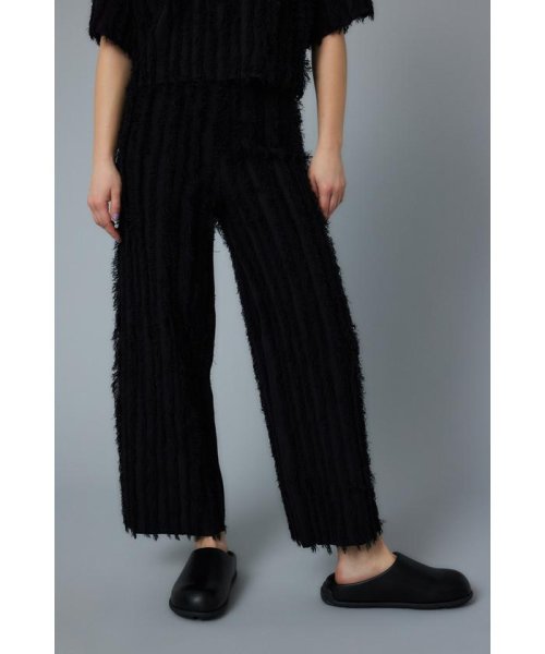 HeRIN.CYE(ヘリンドットサイ)/Fringe wide knit pants/BLK