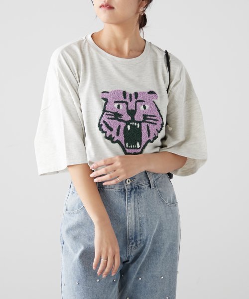 NICE CLAUP OUTLET(ナイスクラップ　アウトレット)/【WEB限定】トラサガラTシャツ/オートミール