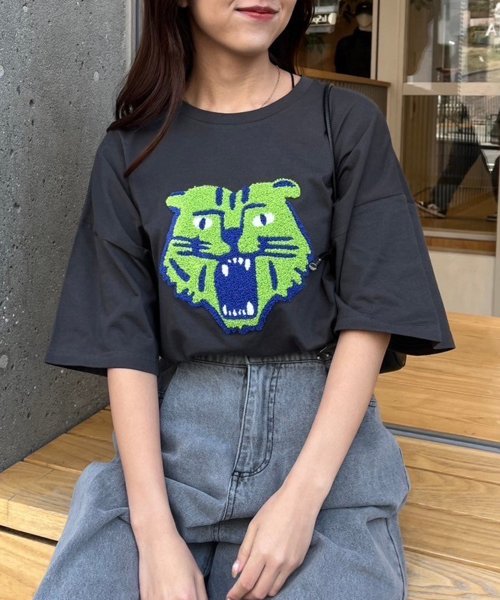 NICE CLAUP OUTLET(ナイスクラップ　アウトレット)/【WEB限定】トラサガラTシャツ/スミクロ