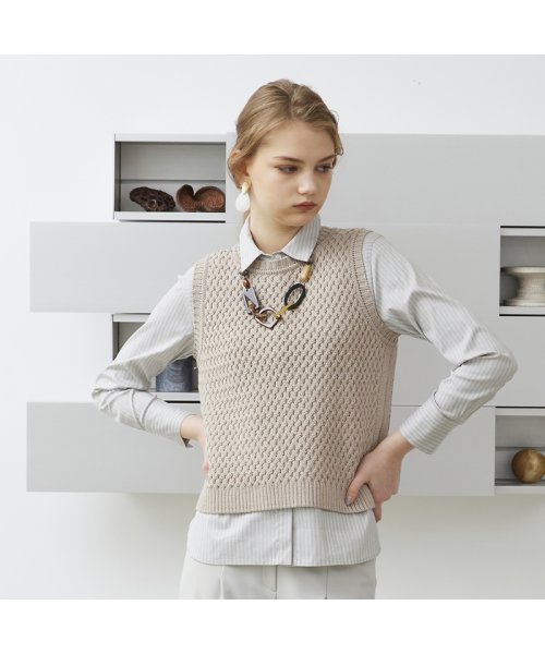 【S・Mサイズ】バスケット編み　ニットベスト Mサイズ