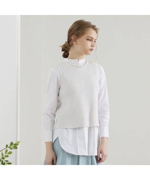 【S・Mサイズ】バスケット編み　ニットベスト Mサイズ