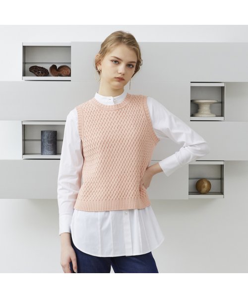 【S・Mサイズ】バスケット編み　ニットベスト Mサイズ