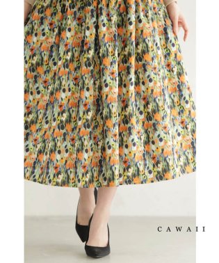 CAWAII/春を告げるフラワープリントギャザーミディアムスカート/505921660