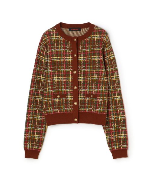 CABaN コットンカシミヤチェックジャカード カーディガン 