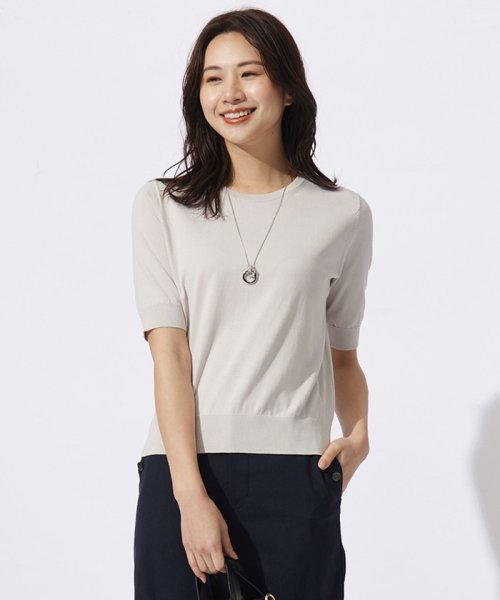 J.PRESS LADIES（LARGE SIZE）(J．プレス　レディス（大きいサイズ）)/【洗える】BASIC HT－COTTON クルーネック ニット/グレージュ系