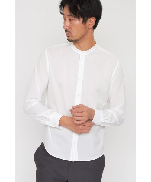 HIGH STREET∴2WAYストレッチマイクロチェックバンドカラーシャツ 