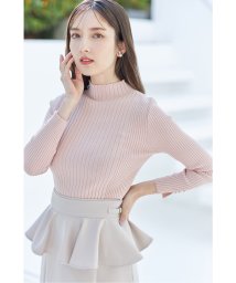 tocco closet luxe(トッコクローゼットリュクス)/袖口パール付き七分袖ラメ入りリブニットプルオーバー/PINK