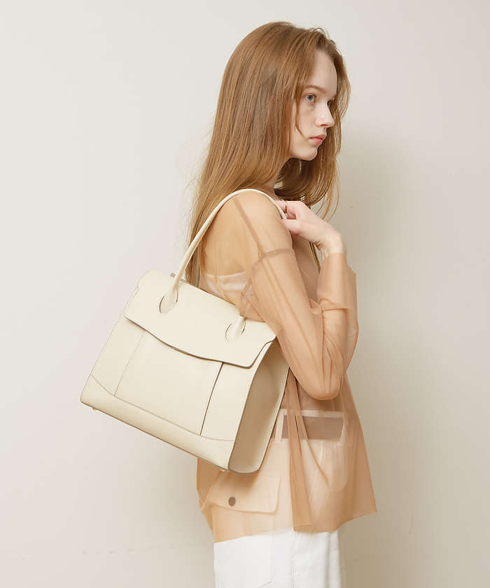 LOWELLThings 【VERY掲載】Cuddly/レザーオープントート(L) 24SS アイボリー F LOWELLThings 【VERY掲載】Cuddly/レザーオープントート(L) 24SS アイボリー F